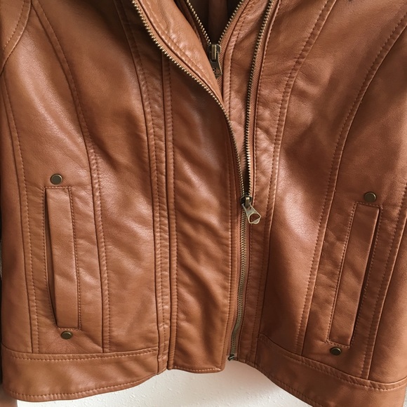 Hive&Honey Faux Brown Leather Jacket - Picture 2 of 10
